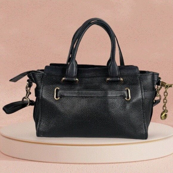 COACH Pebble Leather Swagger 27 Crossbody Handbag Satchel Black - Picture 2 of 9